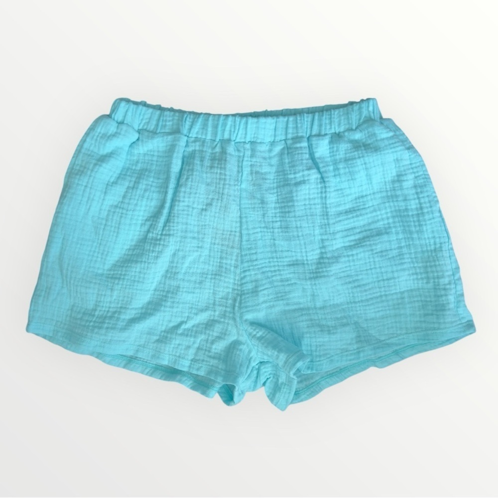 Vitamin A Women's Swimwear Cover Up Shorts Blue Gauze 100% Cotton Size X-Small
